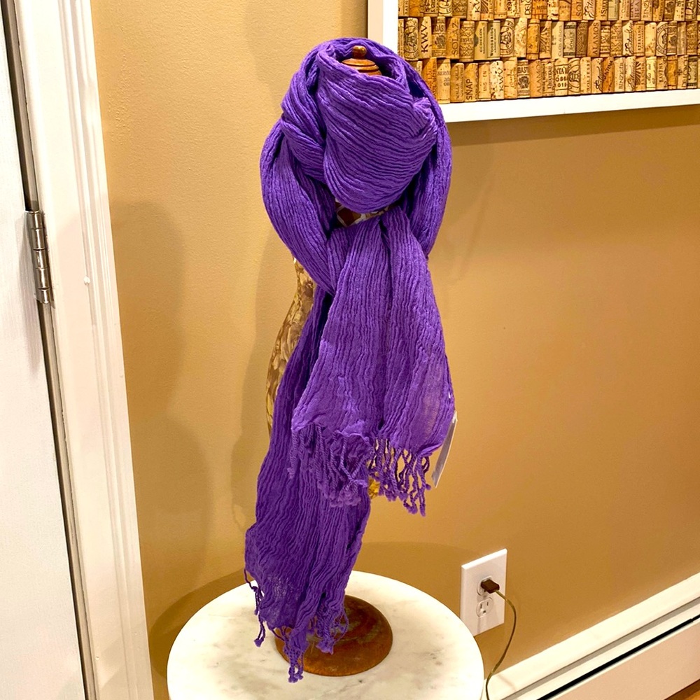 Out of the Box Purple 100% Pure New Wool Scarf with Tassels